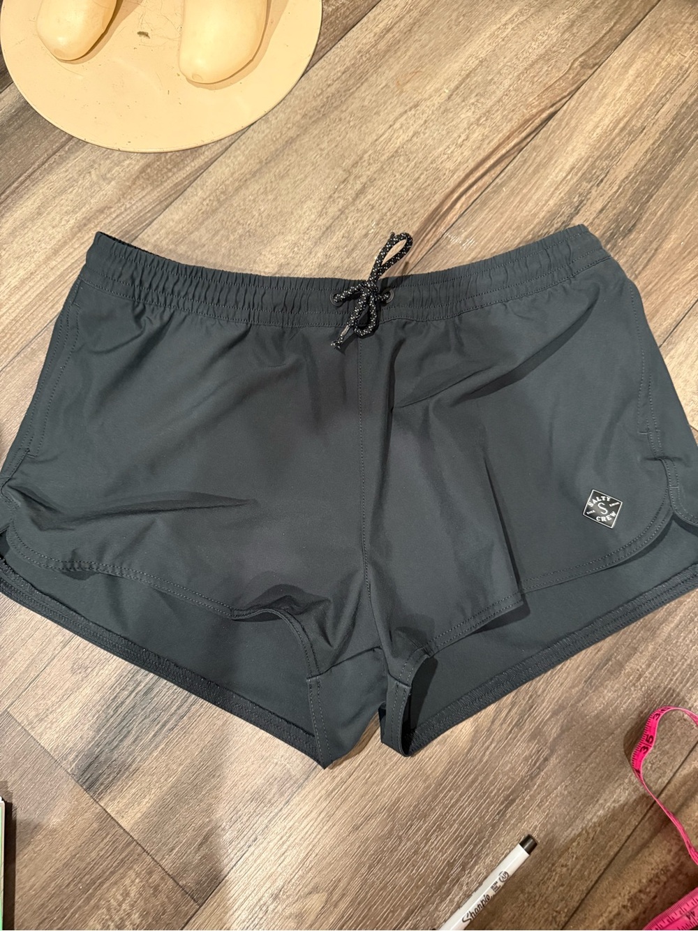 Salty Crew Women's Black Athletic Drawstring Shorts